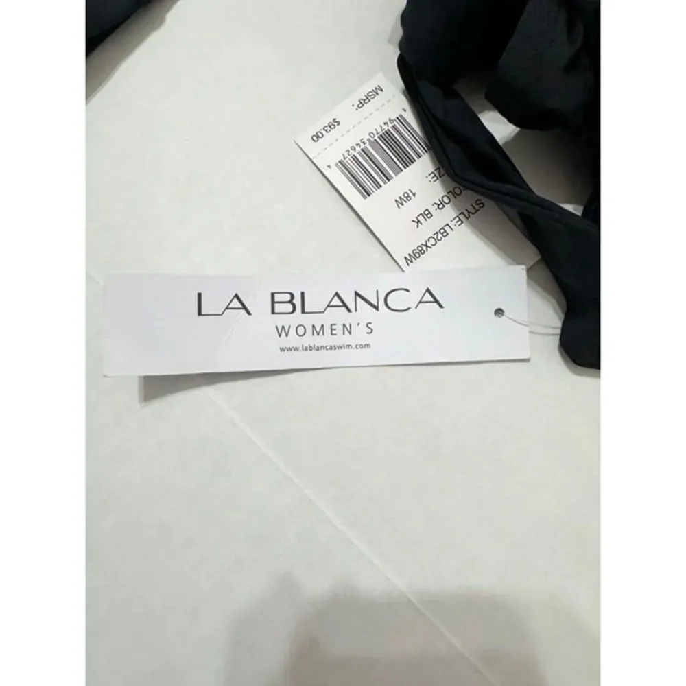 La Blanca NWT Sz 16W Black Multi Plus One Shoulder Swimsuit Top - Picture 6 of 6